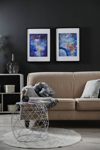 Stylish living room with modern furniture and stylish decor. Idea for interior design - Фото, зображення