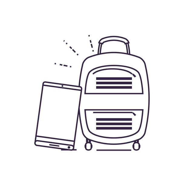 bavul seyahat uygulaması ile akıllı telefon - Vektör, Görsel