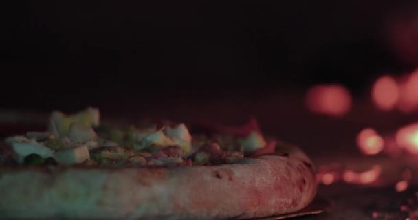 heerlijke pizza geroosterd in traditionele houtoven - Video