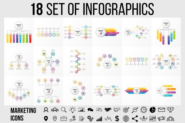 Vector Infographics Elements Template Design. Business Data Visualization Timeline with Options Steps, and Marketing Icons - Vector, Image