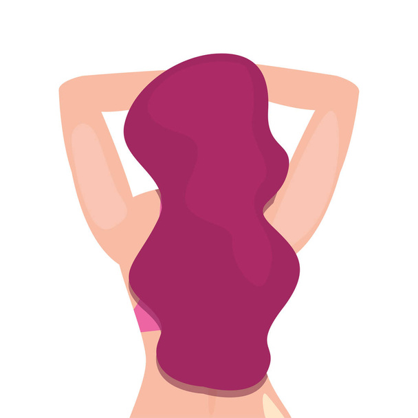 back view woman with swimsuit - Vector, Image