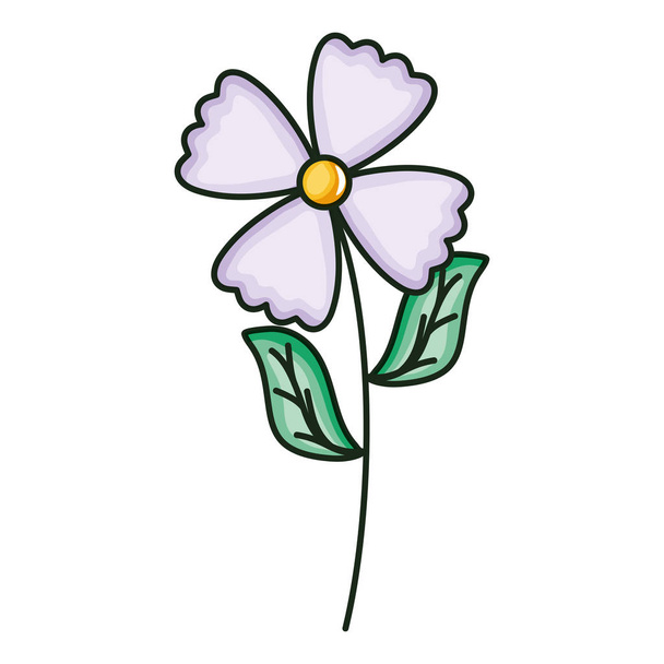piękny kwiat z liści dekoracyjnych ikona - Wektor, obraz
