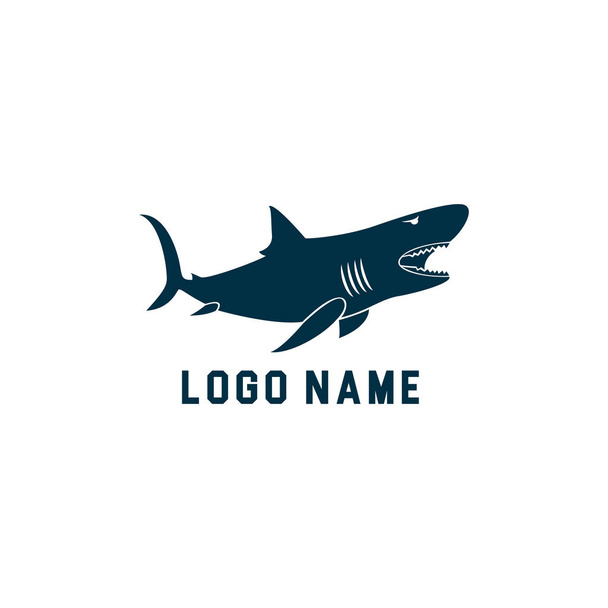 Cápa minimalista sziluettje logo design. Cápa sziluettje vektor illusztráció fehér háttérrel - Vektor, kép