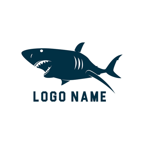 Diseño de logotipo de silueta minimalista de tiburón. Ilustración de vector de silueta de tiburón con fondo blanco
 - Vector, Imagen