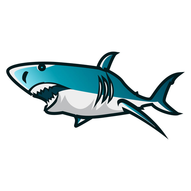 Ilustracja wektorowa rekina. Rekin minimalistyczny wektor projekt z białym tłem - Wektor, obraz