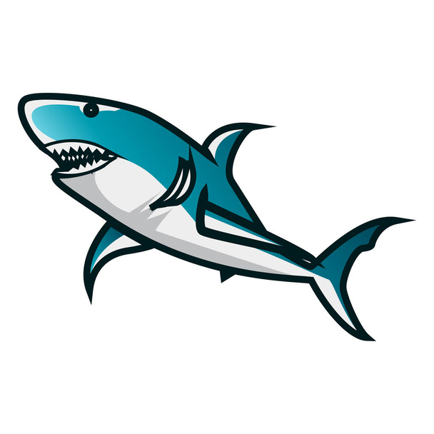 Hai-Vektorillustration. Shark minimalistisches Vektordesign mit weißem Hintergrund - Vektor, Bild