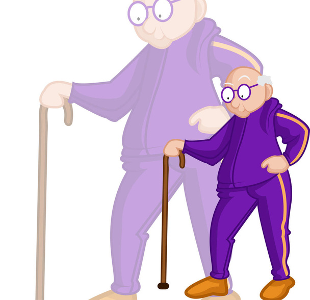 Yaşlı yetişkin sweatshirt yürüyüş - Vektör, Görsel