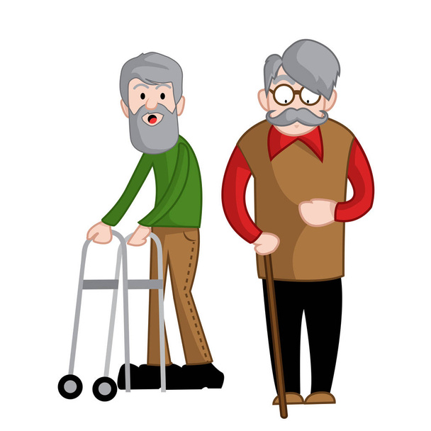 ηλικιωμένων ενηλίκων περπάτημα με υποστήριξη - Διάνυσμα, εικόνα