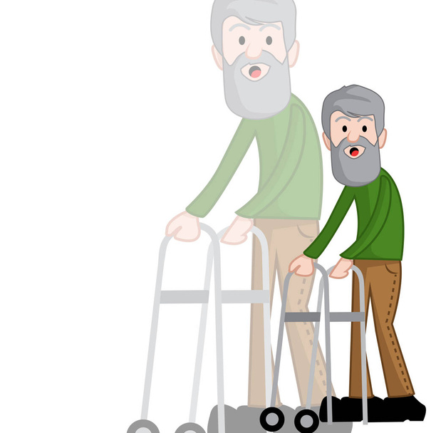 older adult walking with support - Vector, Image
