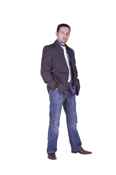 Casual Man with a Jacket Posing - Valokuva, kuva