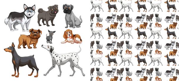 Desenhos animados padrão animal sem costura e isolado
 - Vetor, Imagem