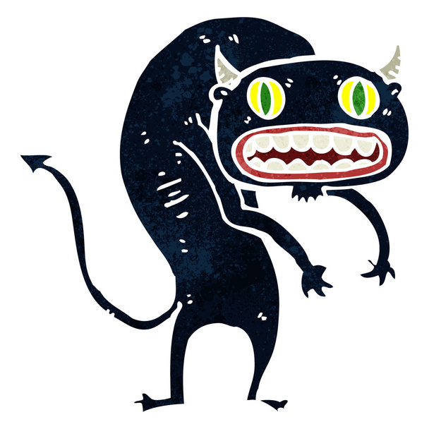 Retro de dibujos animados monstruo de miedo
 - Vector, Imagen