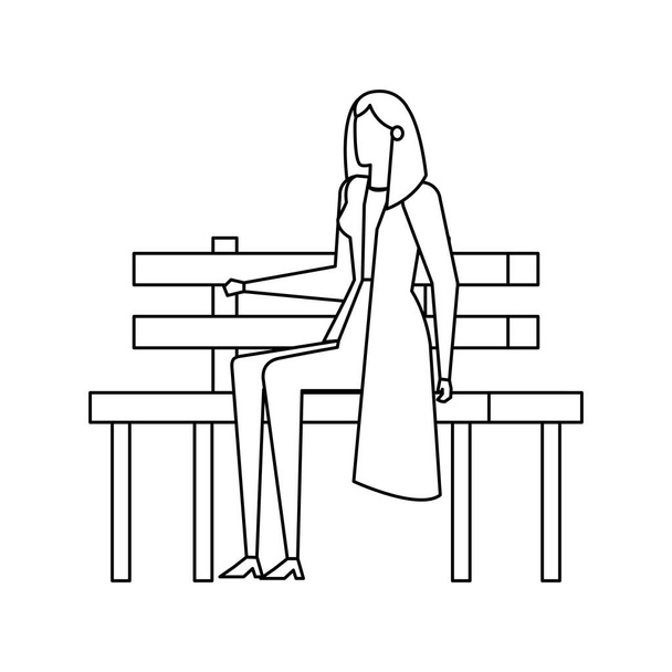 élégante femme d'affaires assise dans la chaise du parc
 - Vecteur, image