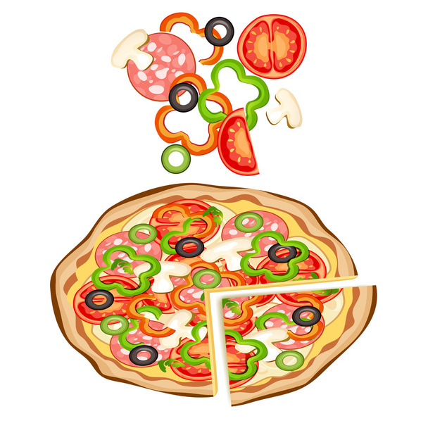 Pizza and ingredients - Vector, Imagen