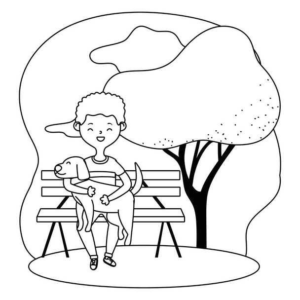 Niño con diseño de dibujos animados para perros
 - Vector, Imagen