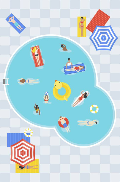 Summer Holiday, Top view Swimming pool vector - Vector, Image