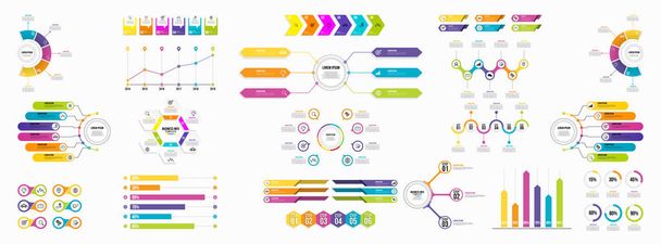 Mega Collection of Infographics Vector. Impostare Business Data Visualization Design Template Infografica Timeline con icone di marketing più utile può essere utilizzato per il flusso di lavoro, presentazione, diagrammi, rapporti
 - Vettoriali, immagini