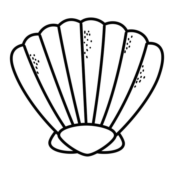 Shell cartoon in zwart-wit - Vector, afbeelding
