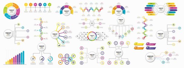 Mega Collection of Infographics Vector. Impostare Business Data Visualization Design Template Infografica Timeline con icone di marketing più utile può essere utilizzato per il flusso di lavoro, presentazione, diagrammi, rapporti
 - Vettoriali, immagini