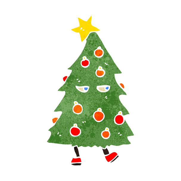 Retro cartoon christmas tree - Vector, Image