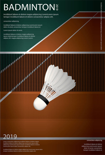 Badminton Şampiyonası Poster Vektörü illüstrasyonu - Vektör, Görsel