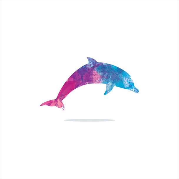 desenho do logotipo do vetor golfinho, colorido, vida marinha, amigável, círculo, ilustração liberdade
 - Vetor, Imagem