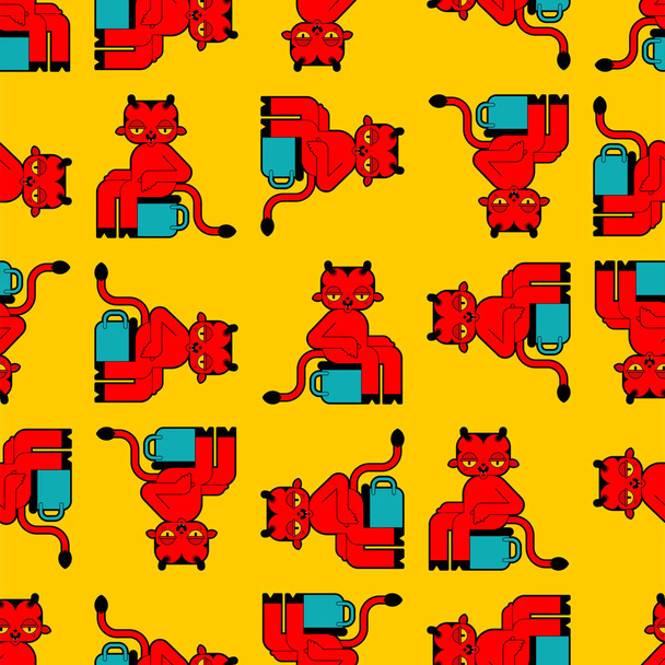 Baby demon pattern seamless. Little red devil background. small  - Vektor, obrázek