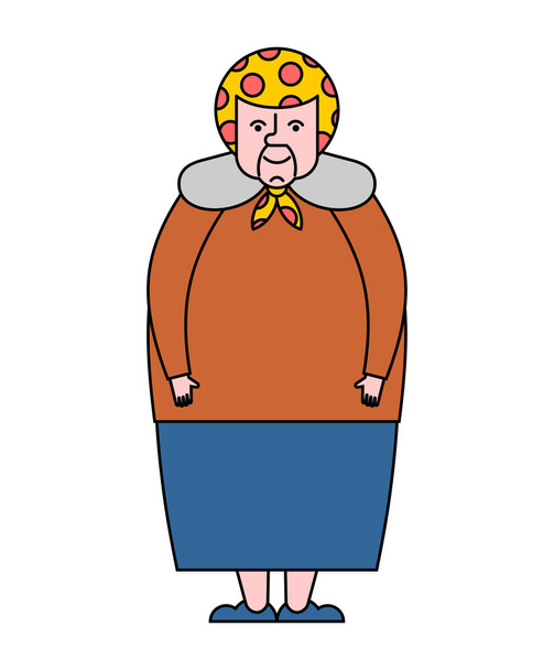 Grandma isolated. Russia grandmother. Russian Old woman vector i - Vektor, obrázek