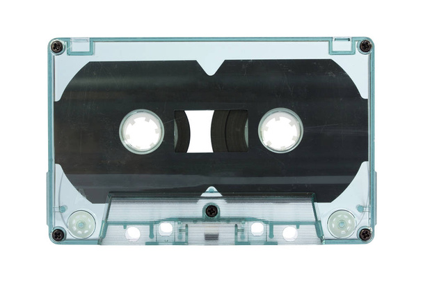クリッピングパスで白に絶縁された透明なカセットテープ - 写真・画像