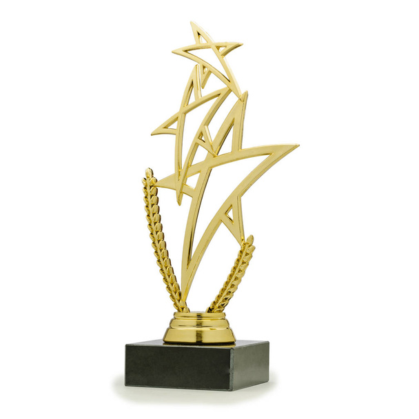 Shiny statue award in shape of triple star - Φωτογραφία, εικόνα