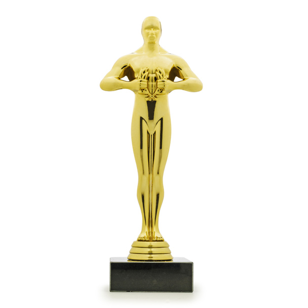 Golden statue award in form of man - 写真・画像