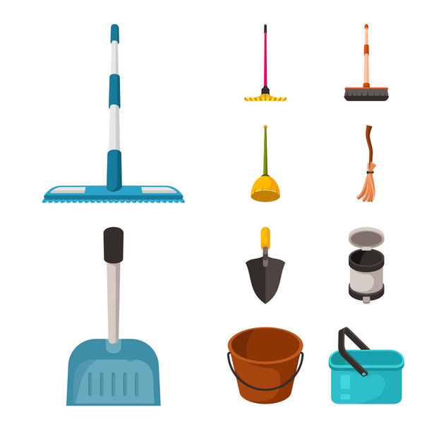 Vector design of equipment and housework icon. Set of equipment and clean stock vector illustration. - Vektör, Görsel