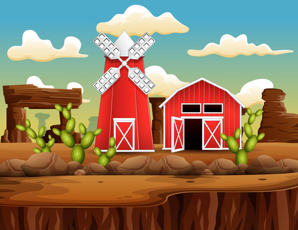 A farm in the wild west town landscape - Vector, Image