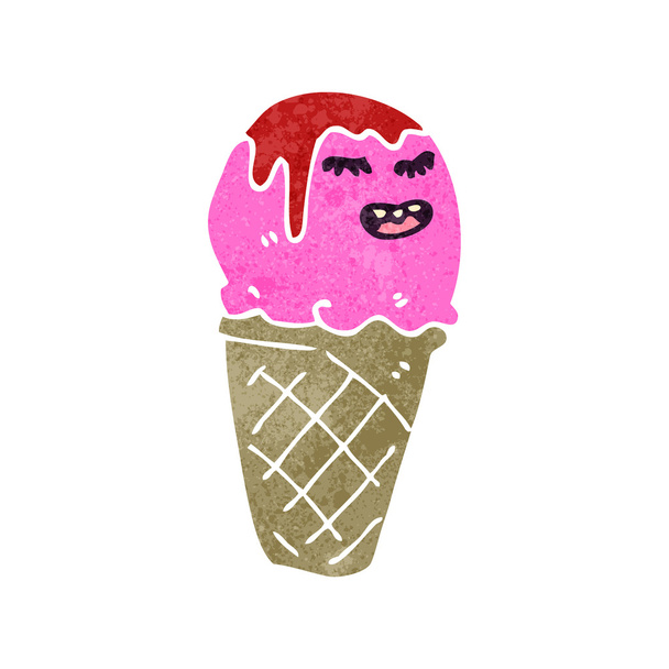 ρετρό παγωτό καρτούν χωνάκι - Διάνυσμα, εικόνα