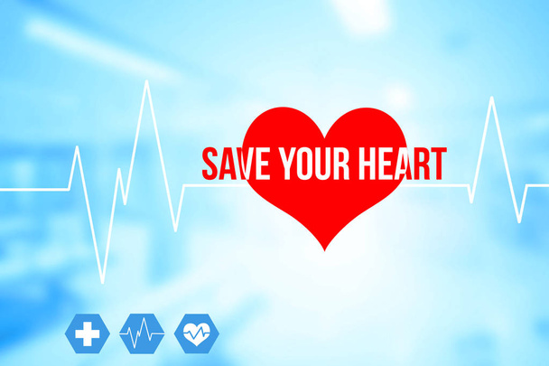 Medisch en gezondheidszorg concept met tekst op heartbeat  - Foto, afbeelding