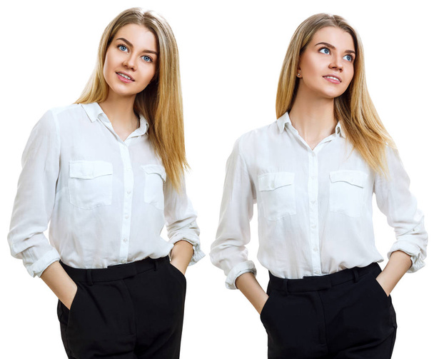 Collage of young business woman with blonde hair. - Photo, Image