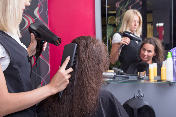 profesyonel kuaför fön ve saç fırçası fem kurutma - Fotoğraf, Görsel