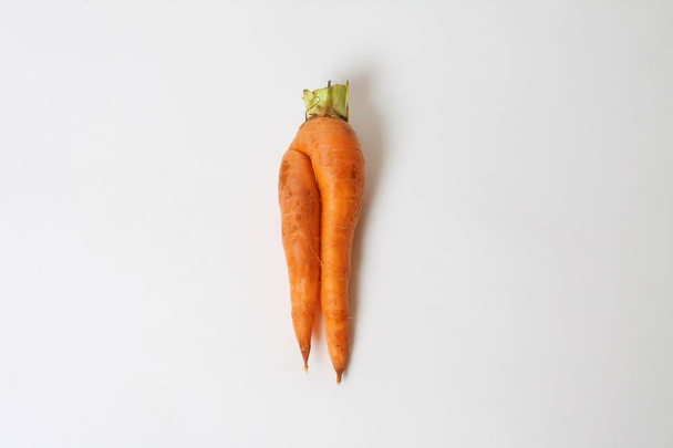 Trendy Ugly Vegetable Carrot Isolated On White. - Zdjęcie, obraz