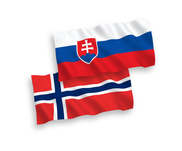 Bandeiras da Noruega e Eslováquia sobre fundo branco
 - Vetor, Imagem