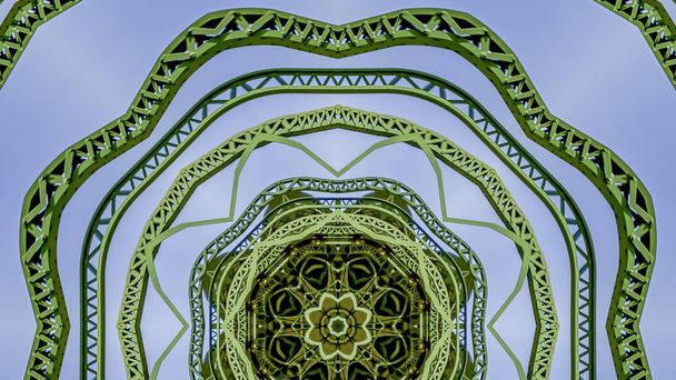 Дизайн металлических прутьев зеленого цвета, выполненных в форме ромба с моста в Калифорнии
 - Фото, изображение