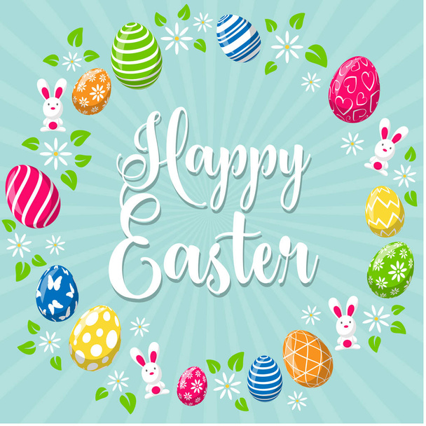 Happy Easter card template with festive symbols  - ベクター画像