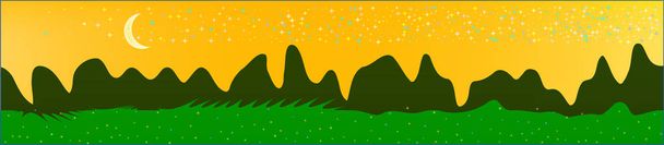 Yellow sky, and mountains landscape.  - Vector, Image