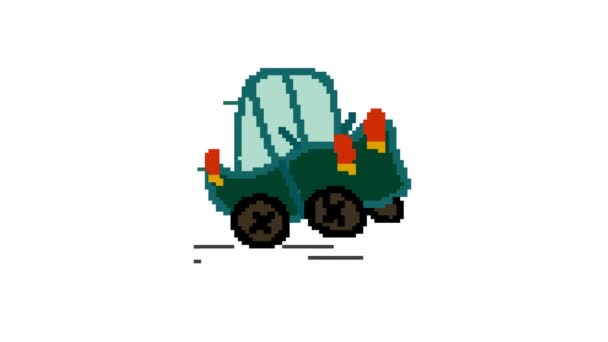 Piksel sanat 2d el çizilmiş karikatür araba hareketli animasyon - Video, Çekim