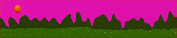 Cielo rosado y paisaje montañoso
.  - Vector, Imagen