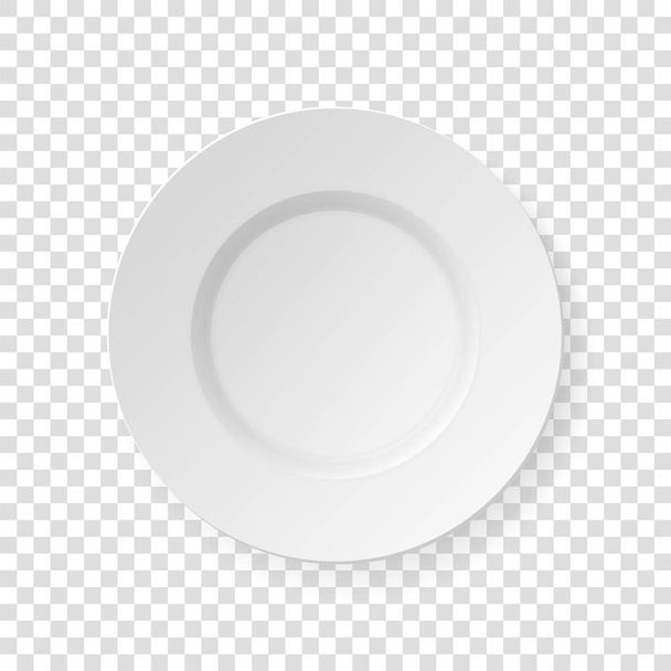 White dish plate isolated on transparent backdrop - Vector, Image