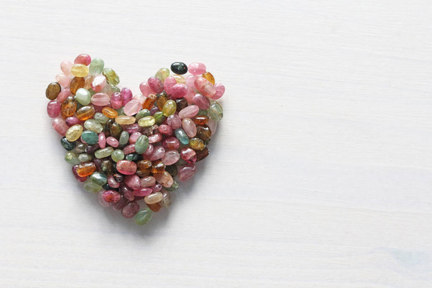 Heart. Beautiful heart made of natural stone tourmaline. Heart o - Fotoğraf, Görsel