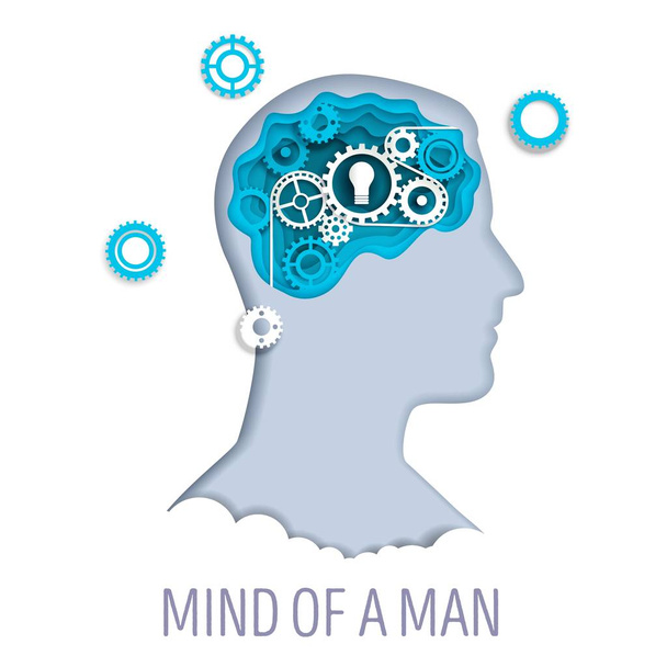 Mind of a man, vector illustration in paper art style - Vector, Image