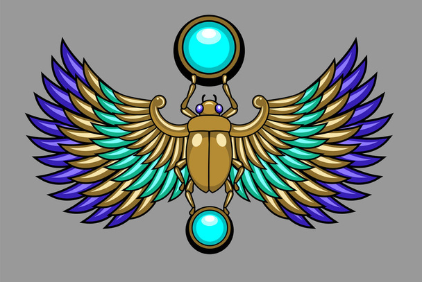 Sacred egyptian symbol - scarab beetle, vector graphics - Vektor, kép