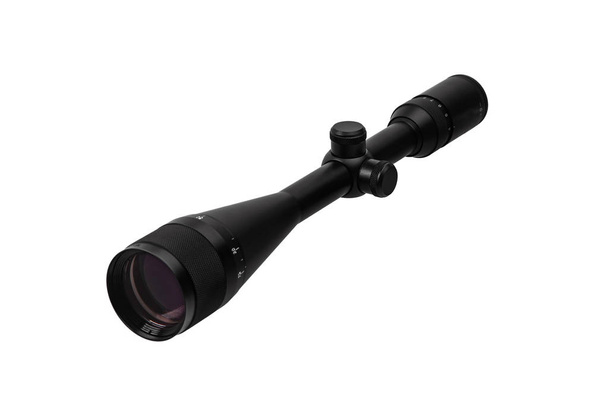 modern black optical scope for weapon isolated on whited. sight  - Фото, изображение