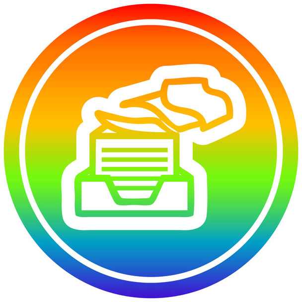 Büropapierstapel kreisrund im Regenbogenspektrum - Vektor, Bild